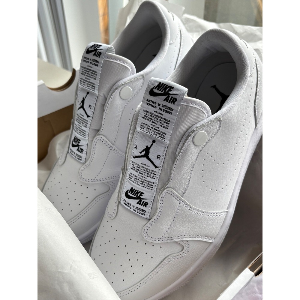 Jordan 1 Low Slip White Womens Laceless Sneakers AV3918-102 Triple White
